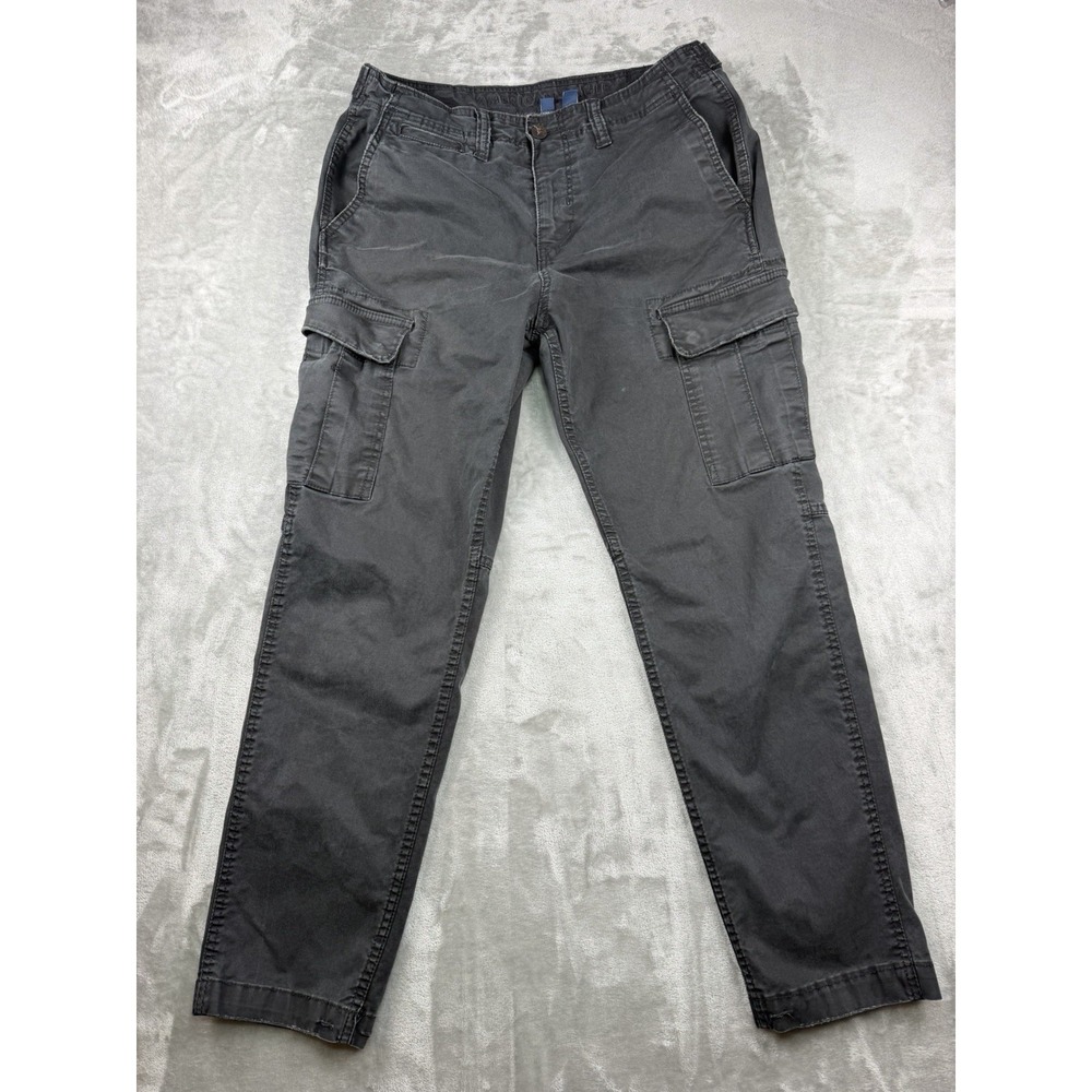 American Eagle Outfitters Cargo Pants Men's 34 X 32 Black FLEX fit Hemmed 28.5